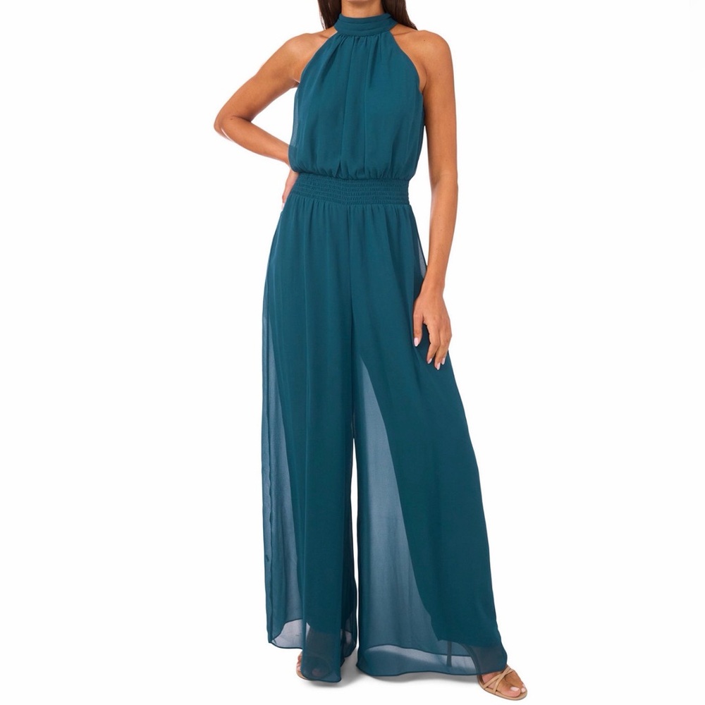 Vince Camuto Women's Halter Tie-Back Wide-Leg Jumpsuit